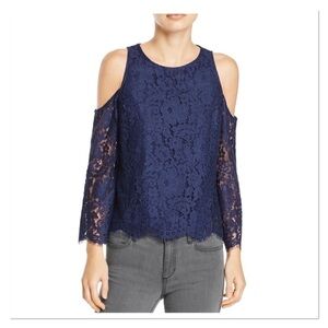 JOIE Navy Blue Lace Cold Shoulder Blouse small